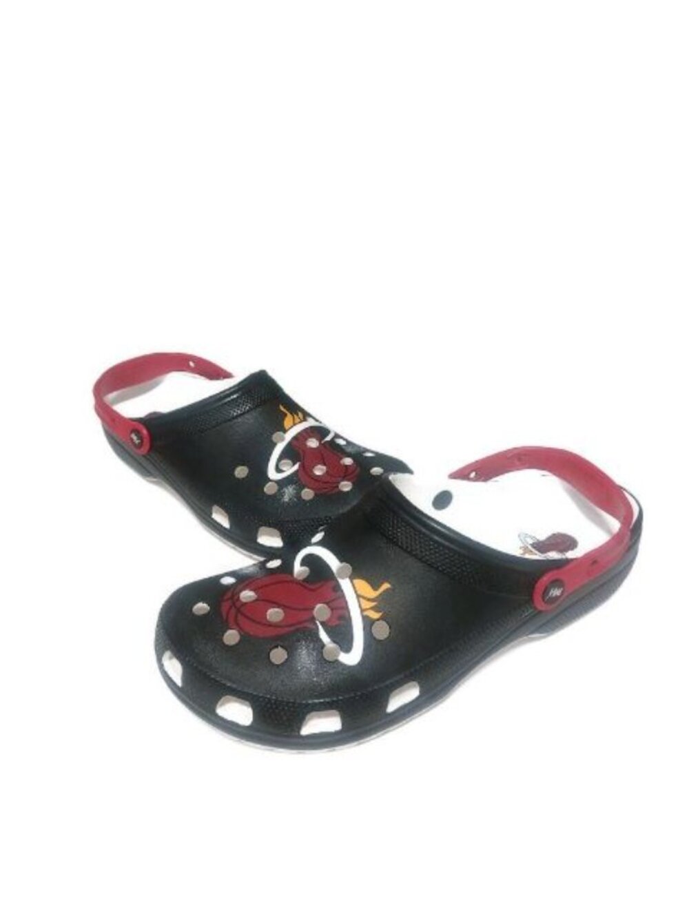 NBA Miami Heat Crocs Classic Clogs Mens Size 13 Black Red White Croslite Sandals - Picture 4 of 8
